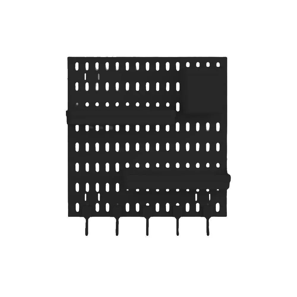 Wall Mounted Pegboard Storage Rack No Drill Organizer Tool Shelf Home Office - Black Main image