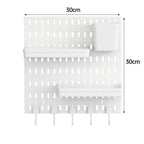 Wall Mounted Pegboard Storage Rack No Drill Organizer Tool Shelf Home Office - Black