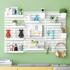 Wall Mounted Pegboard Storage Rack No Drill Organizer Tool Shelf Home Office - Black