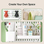 Wall Mounted Pegboard Storage Rack No Drill Organizer Tool Shelf Home Office - Black