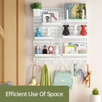 Wall Mounted Pegboard Storage Rack No Drill Organizer Tool Shelf Home Office - Black