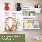 Wall Mounted Pegboard Storage Rack No Drill Organizer Tool Shelf Home Office - Black