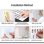 Wall Mounted Pegboard Storage Rack No Drill Organizer Tool Shelf Home Office - Black