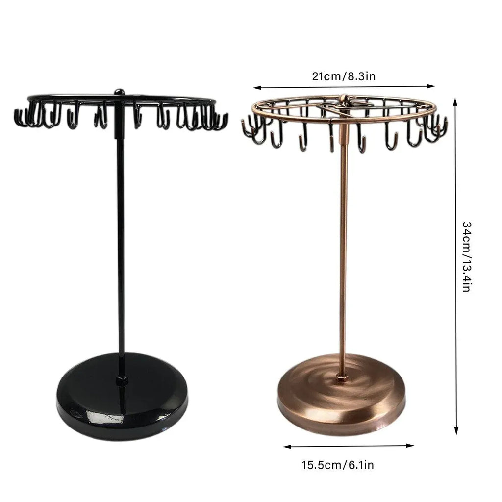 Iron Jewellery Rack Rotating Necklace Display Stand Jewellery Organiser Storage - Black
