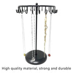 Iron Jewellery Rack Rotating Necklace Display Stand Jewellery Organiser Storage - Black