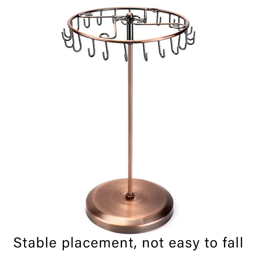 Iron Jewellery Rack Rotating Necklace Display Stand Jewellery Organiser Storage - Black