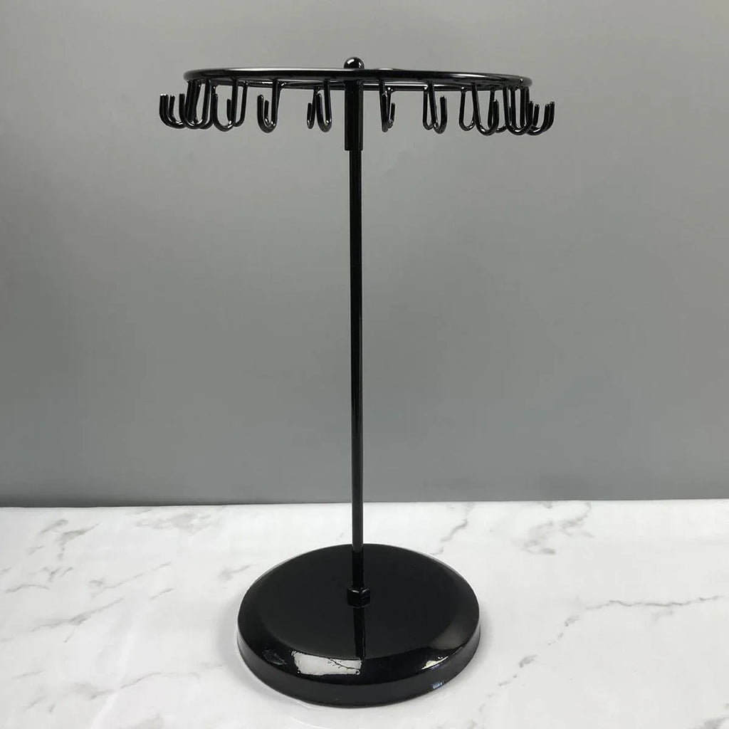 Iron Jewellery Rack Rotating Necklace Display Stand Jewellery Organiser Storage - Black