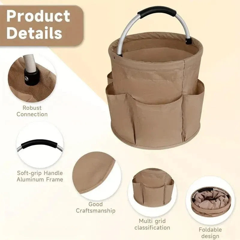Portable Handheld Collapsible Tool Organizer Storage Box for Home Workshop Tools - Khaki