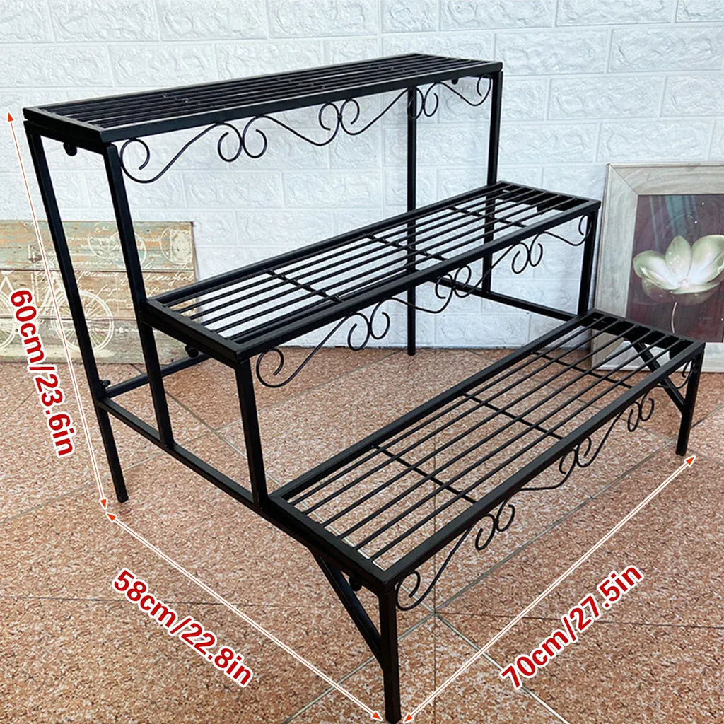 Metal Plant Stand 3 Tier Garden Shelf Flower Pot Rack Indoor Outdoor Display