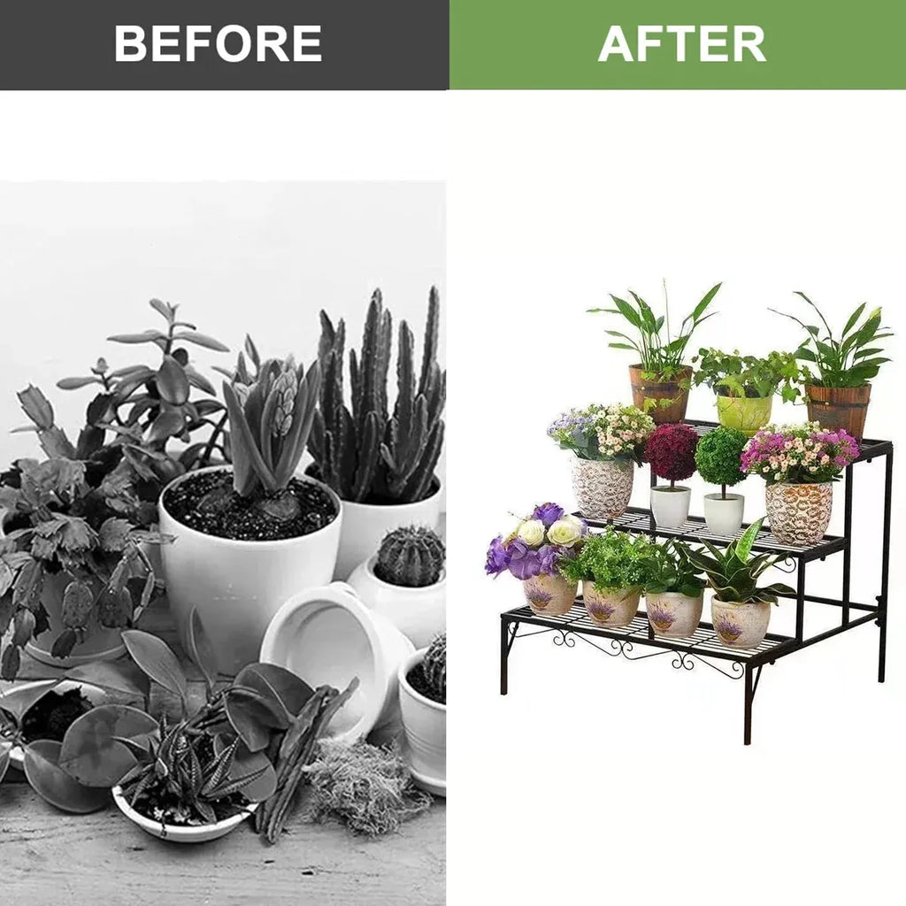 Metal Plant Stand 3 Tier Garden Shelf Flower Pot Rack Indoor Outdoor Display