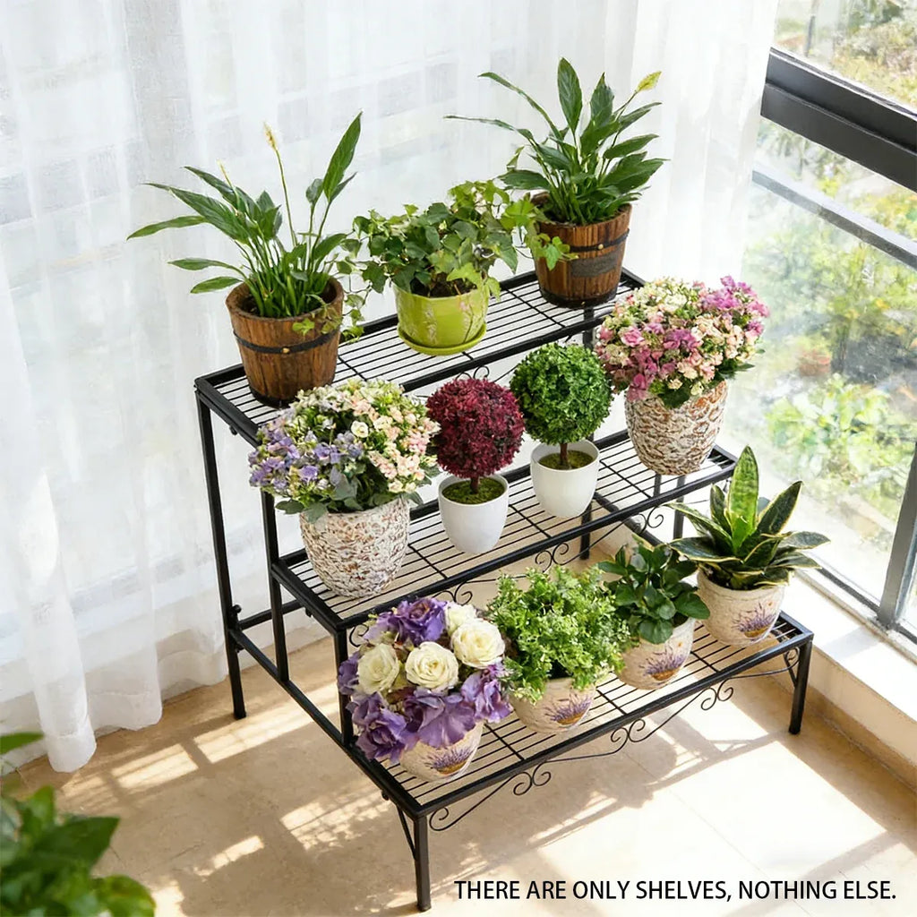 Metal Plant Stand 3 Tier Garden Shelf Flower Pot Rack Indoor Outdoor Display