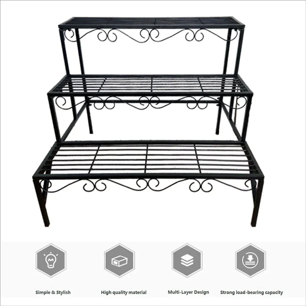 Metal Plant Stand 3 Tier Garden Shelf Flower Pot Rack Indoor Outdoor Display