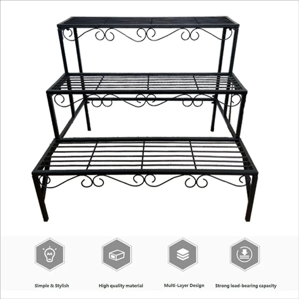 Metal Plant Stand 3 Tier Garden Shelf Flower Pot Rack Indoor Outdoor Display