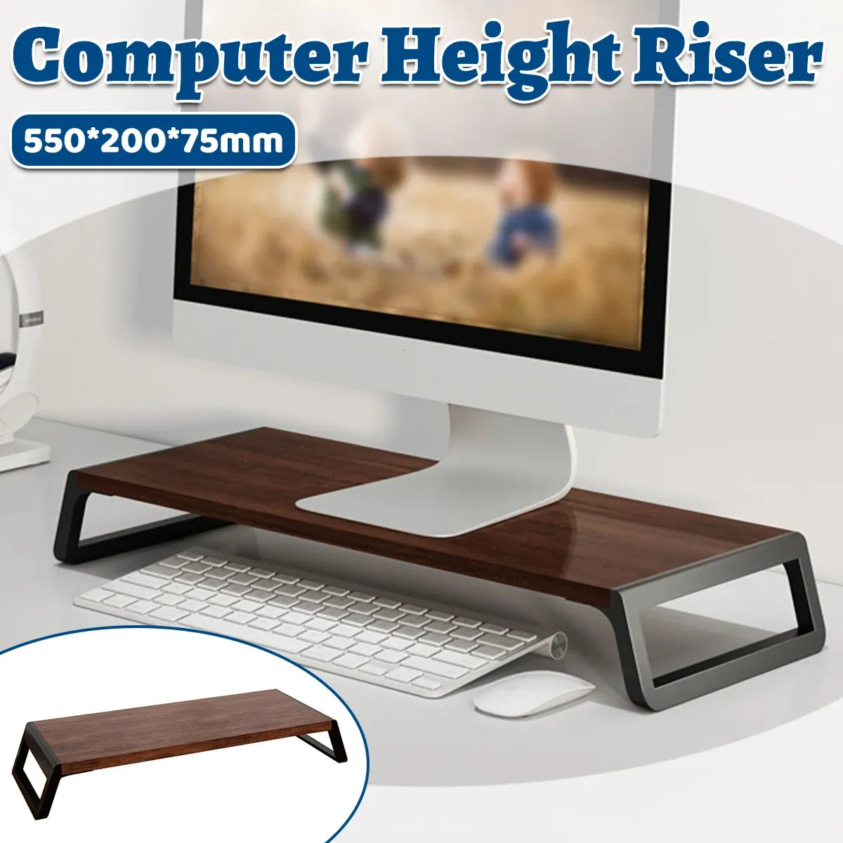 Desktop Monitor Elevated Stand Computer Riser Sturdy For Home Office Desk Main image