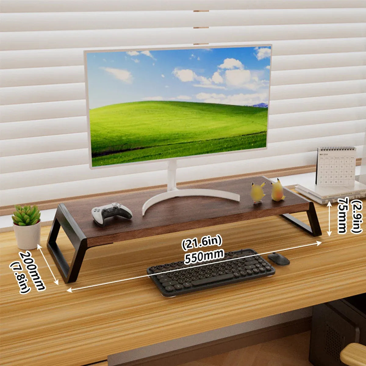 Desktop Monitor Elevated Stand Computer Riser Sturdy For Home Office Desk