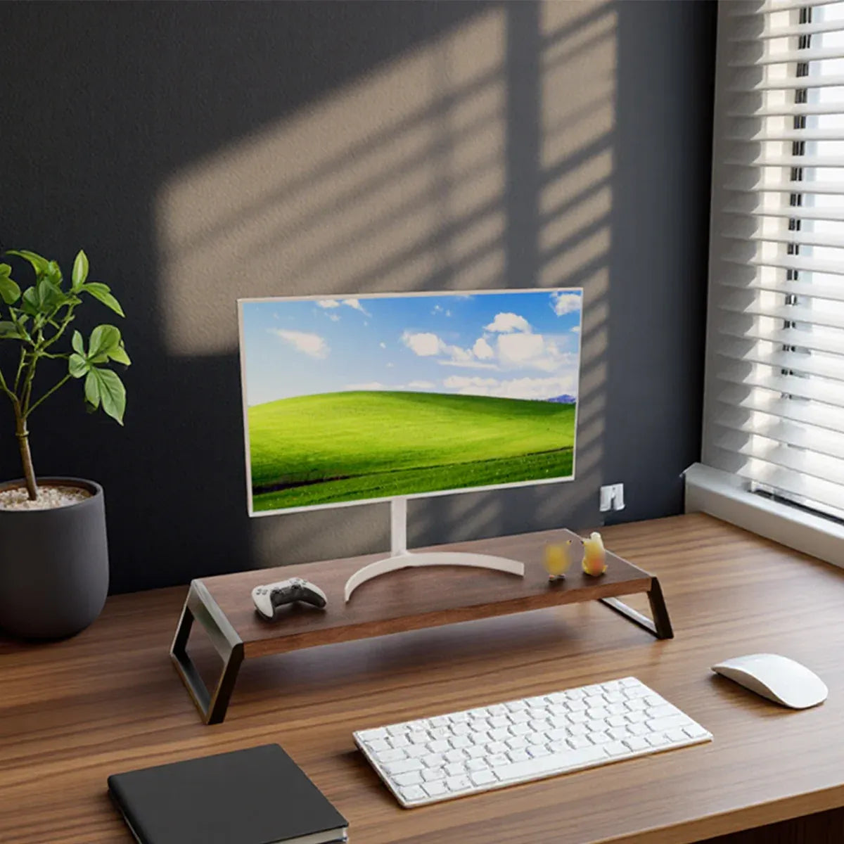 Desktop Monitor Elevated Stand Computer Riser Sturdy For Home Office Desk