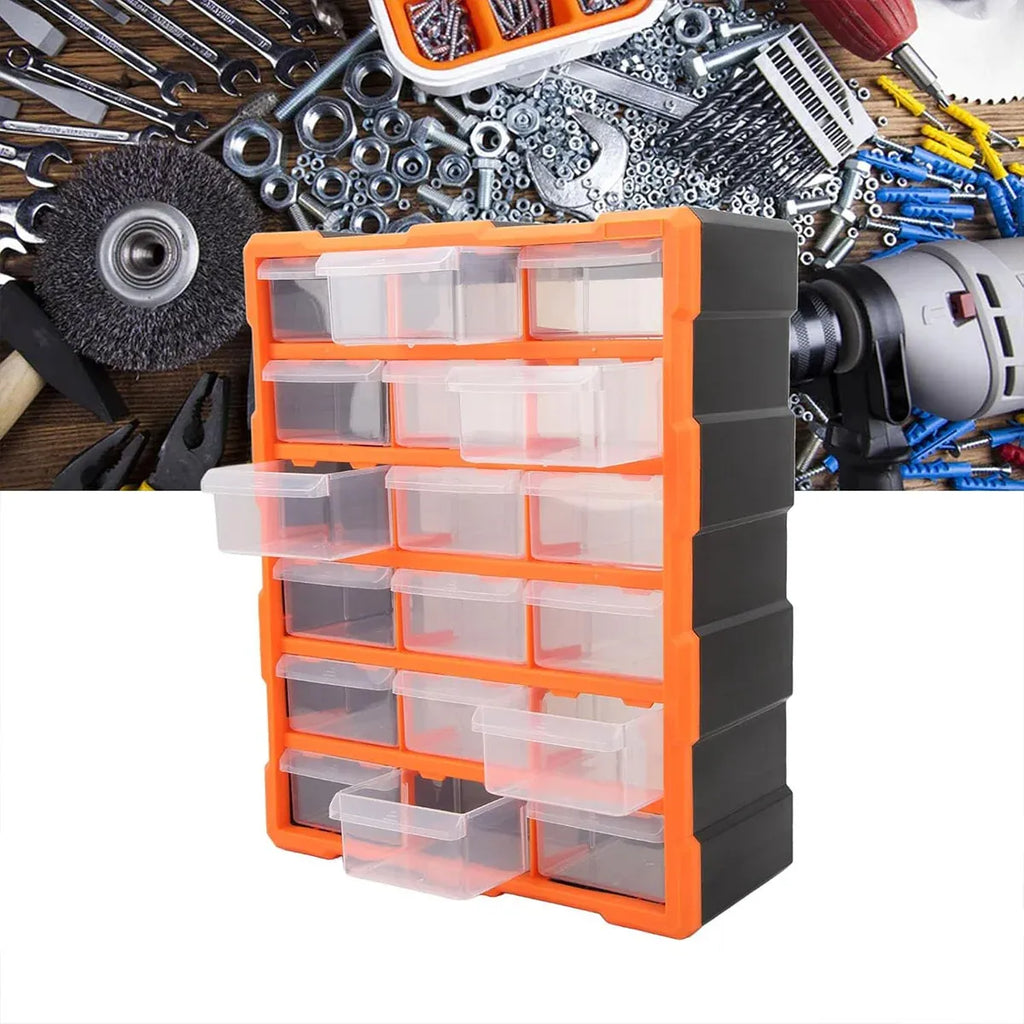Tool Storage Bin Parts Organizer Drawers Cabinet Box Chest Plastic With Dividers - 12 Drawers