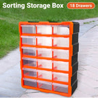 Tool Storage Bin Parts Organizer Drawers Cabinet Box Chest Plastic With Dividers - 18 Drawers