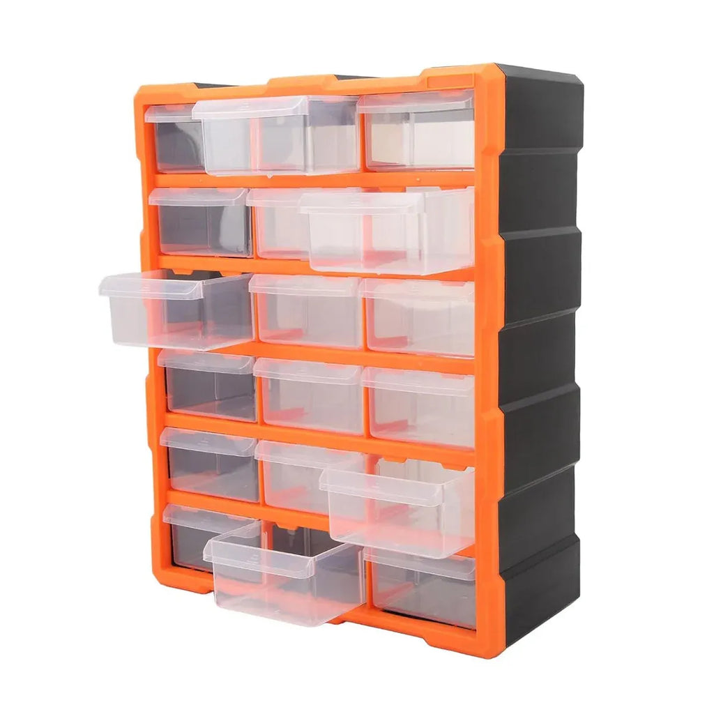 Tool Storage Bin Parts Organizer Drawers Cabinet Box Chest Plastic With Dividers - 18 Drawers