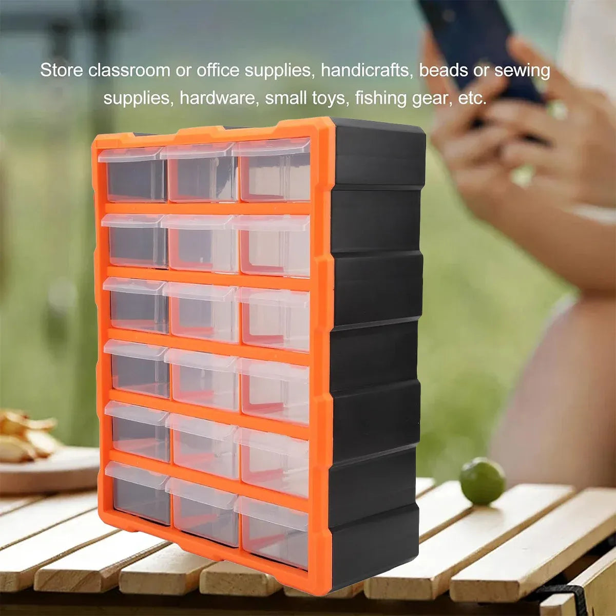 Tool Storage Bin Parts Organizer Drawers Cabinet Box Chest Plastic With Dividers - 18 Drawers