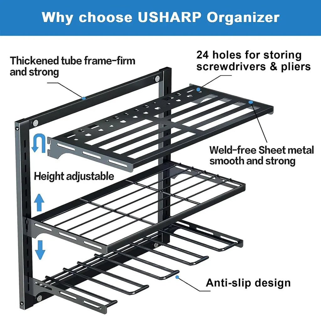 Wall Mounted Electric Drill Tool Rack Garage Screwdriver Storage Organizer