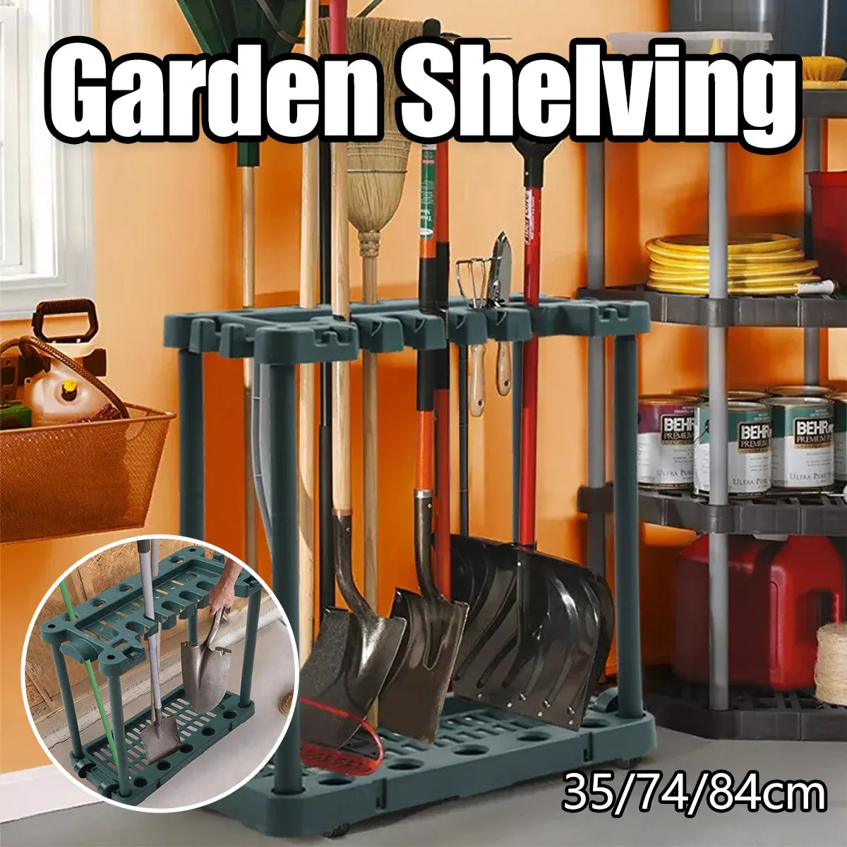 Tool Storage Rack Garden Shed Garage Organizer Handle Holder Wall Mount for Farm Main image