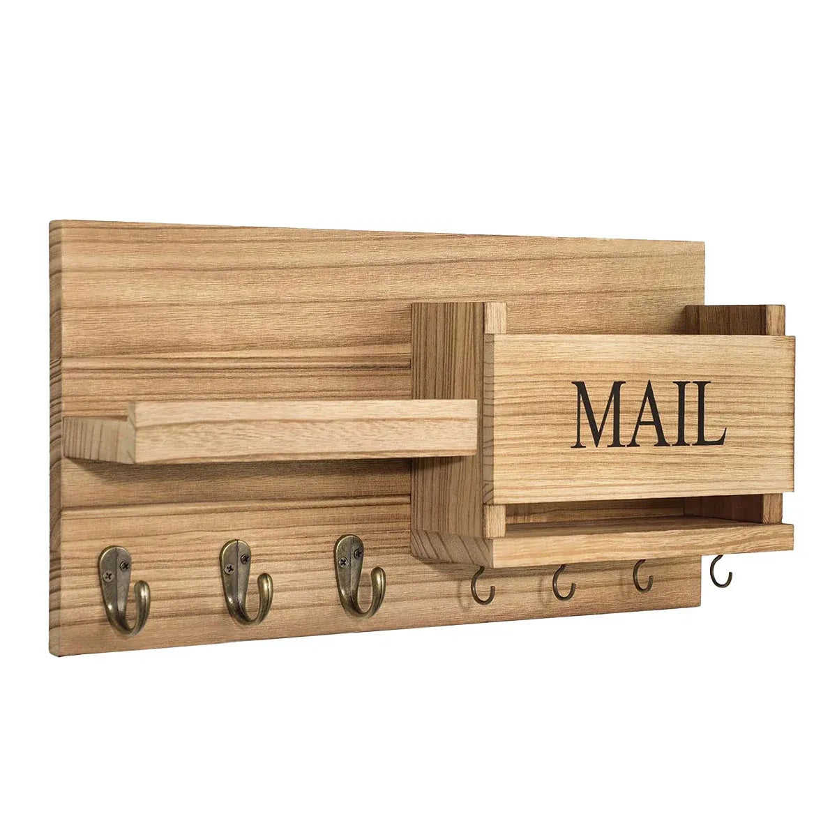 Wooden Wall Mounted Key Holder Storage Rack Door Hook Hanger Coat Rack Organizer Secondary image
