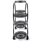 6 Pot Plant Stand with Wheels 4 Tier Rolling Plant Shelf Flower Display Rack Black