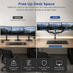 Triple Monitor Mount Stand – Desk Clamp with 3 Adjustable Arms for Multi-Screen Setup