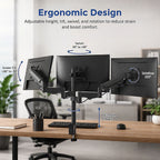 Triple Monitor Mount Stand – Desk Clamp with 3 Adjustable Arms for Multi-Screen Setup