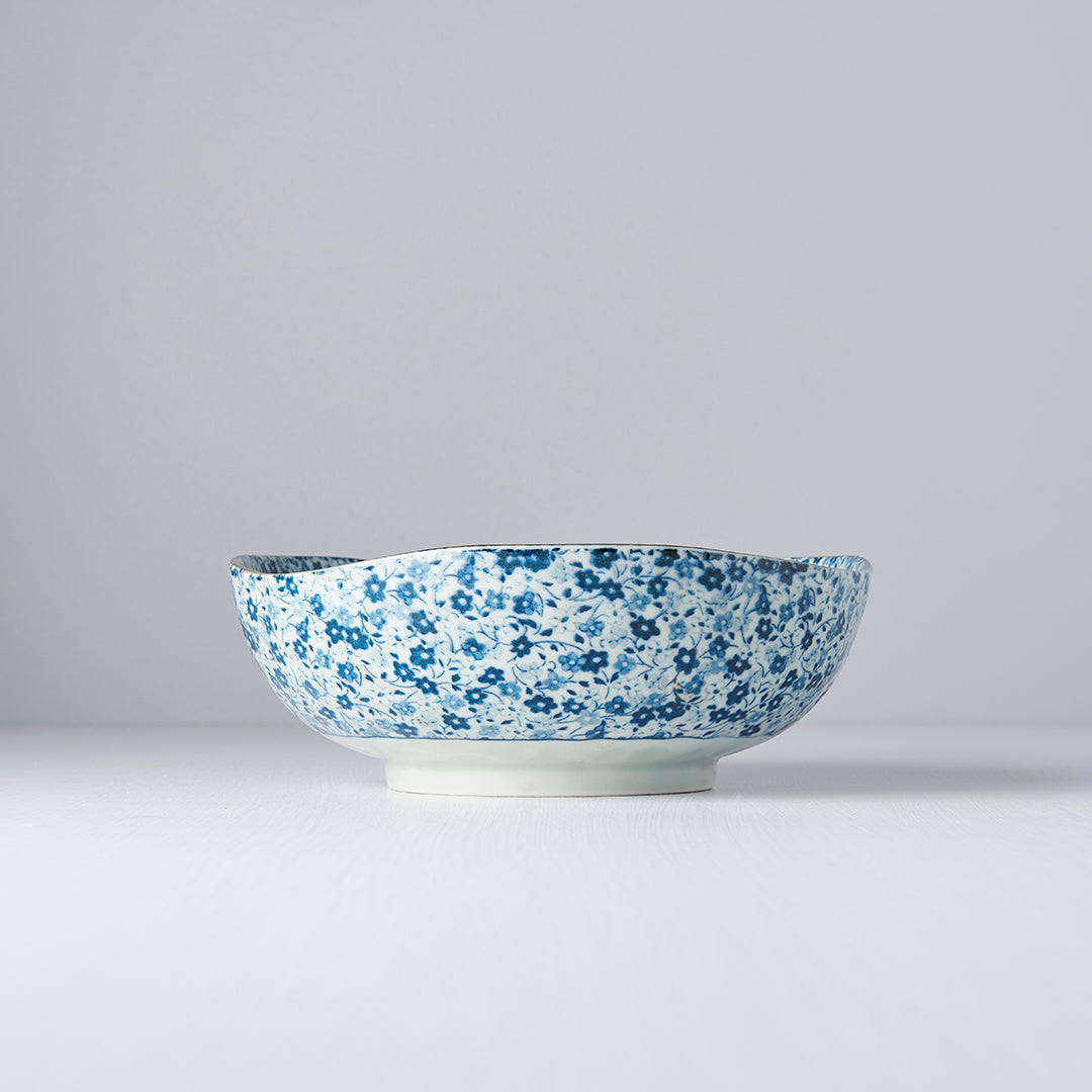 Bowl Organic Shape 20cm Blue Daisy Glaze Main image