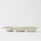 Edamame Triple Pod Dish 200ml Blue White Glaze