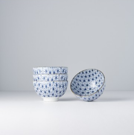 Bowl Set 4pcs Starburst Blue Design Main image