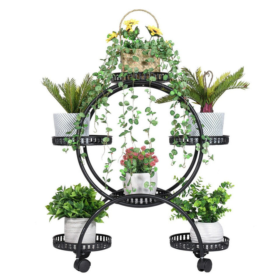 Metal Plant Stand Rack 4Tier Indoor Flower Pot Stand with Wheels for Living Room Main image