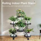 Metal Plant Stand Rack 4Tier Indoor Flower Pot Stand with Wheels for Living Room