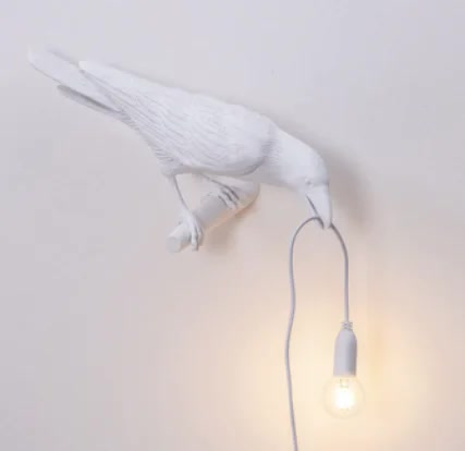 White Bird Left Wall Lamp Nordic Resin Bird Wall Lamp - Creative Animal Bedside Decorative USB Night Light, Stylish Bird Perched Lamp for Bedroom and Living Room Main image