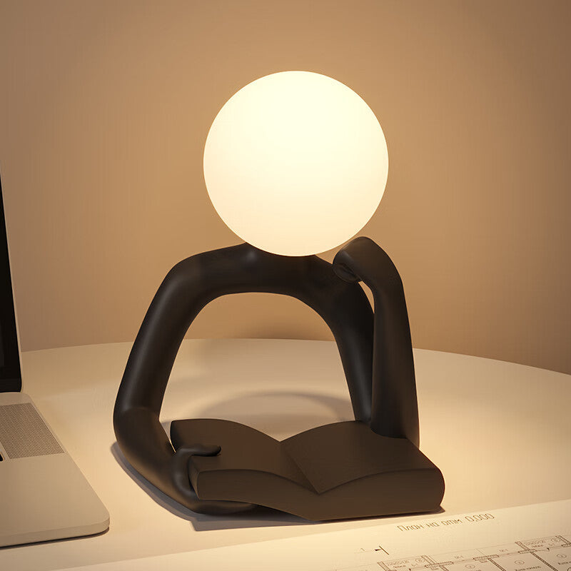Black Creative Book Reader Desk Lamp - USB Powered, Modern Resin Design Main image