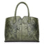 Green Elegant Embossed Rose Leather Handbag - Vintage Style Tote Bag
