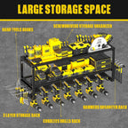 Heavy Duty Power Tool Organizer Wall Mount - 3-Tier Garage Storage Rack with Drill Holder, Screwdriver and Hammer Organizer - Extra Tall 200lbs Capacity High-Quality Steel Utility Shelf