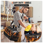 17 Inch Heavy Duty Tool Bag - 43cm Wide Open Mouth Organiser - Thickened Wear Resistant Oxford Cloth with Adjustable Padded Strap, Multi-Pocket Storage for Electricians Plumbers and Professional Trades