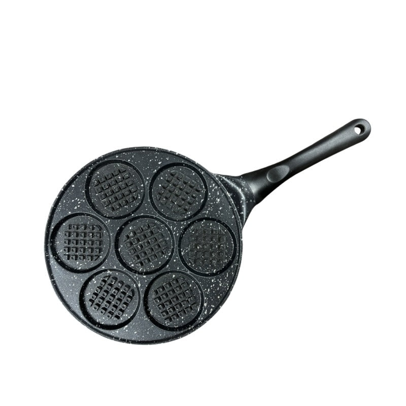 Black Waffle + Black Handle (Gas Model) Non-Stick Pancake Pan - 7-Hole Fun Shapes Breakfast Griddle (27cm) Hauptbild