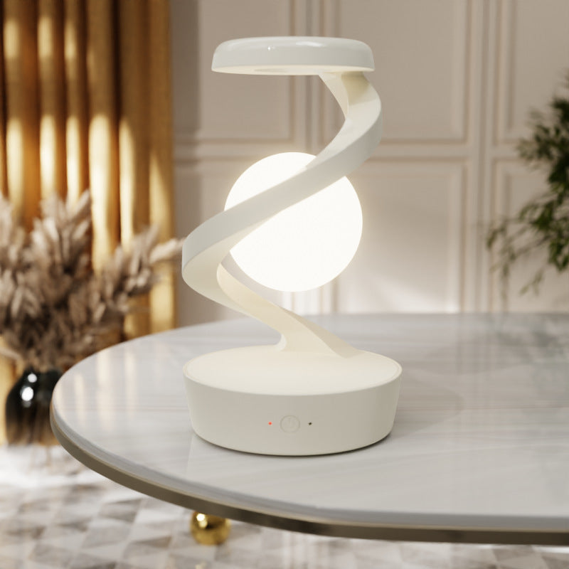 White Modern Levitating LED Desk Lamp  - Spiral Design Atmosphere Light Main image
