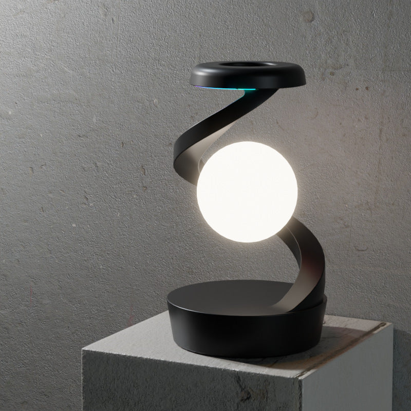Black Modern Levitating LED Desk Lamp  - Spiral Design Atmosphere Light Main image