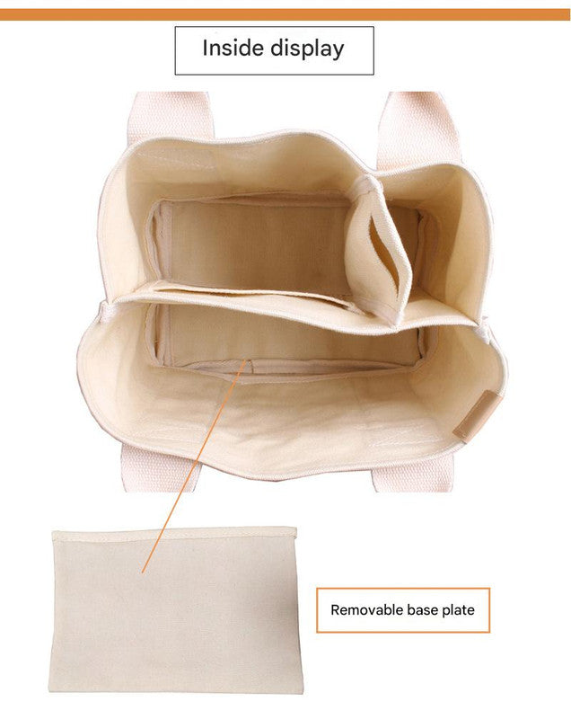 Military green Canvas Lunch Tote Bag - Stylish Handbag with Multiple Compartments for Women