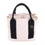 White with black Canvas Lunch Tote Bag - Stylish Handbag with Multiple Compartments for Women