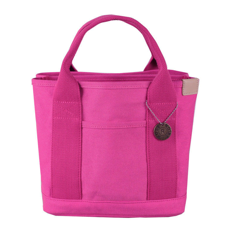Rose red Canvas Lunch Tote Bag - Stylish Handbag with Multiple Compartments for Women Main image