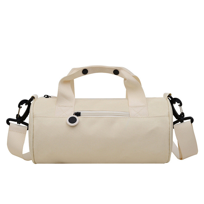 Waterproof Oxford Cylindrical Travel Bag - Large Capacity Handbag with Shoulder Strap(White) Main image