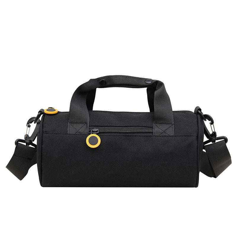 Waterproof Oxford Cylindrical Travel Bag - Large Capacity Handbag with Shoulder Strap(Black) Main image