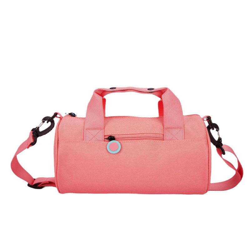 Waterproof Oxford Cylindrical Travel Bag - Large Capacity Handbag with Shoulder Strap(Peach) Main image