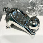 Cat-Shaped Ceramic Soap Dish - Silver